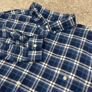 Vineyard Vines Shirt Classic Longshore 2XT Blue Plaid Cotton Linen 2XLT Tall